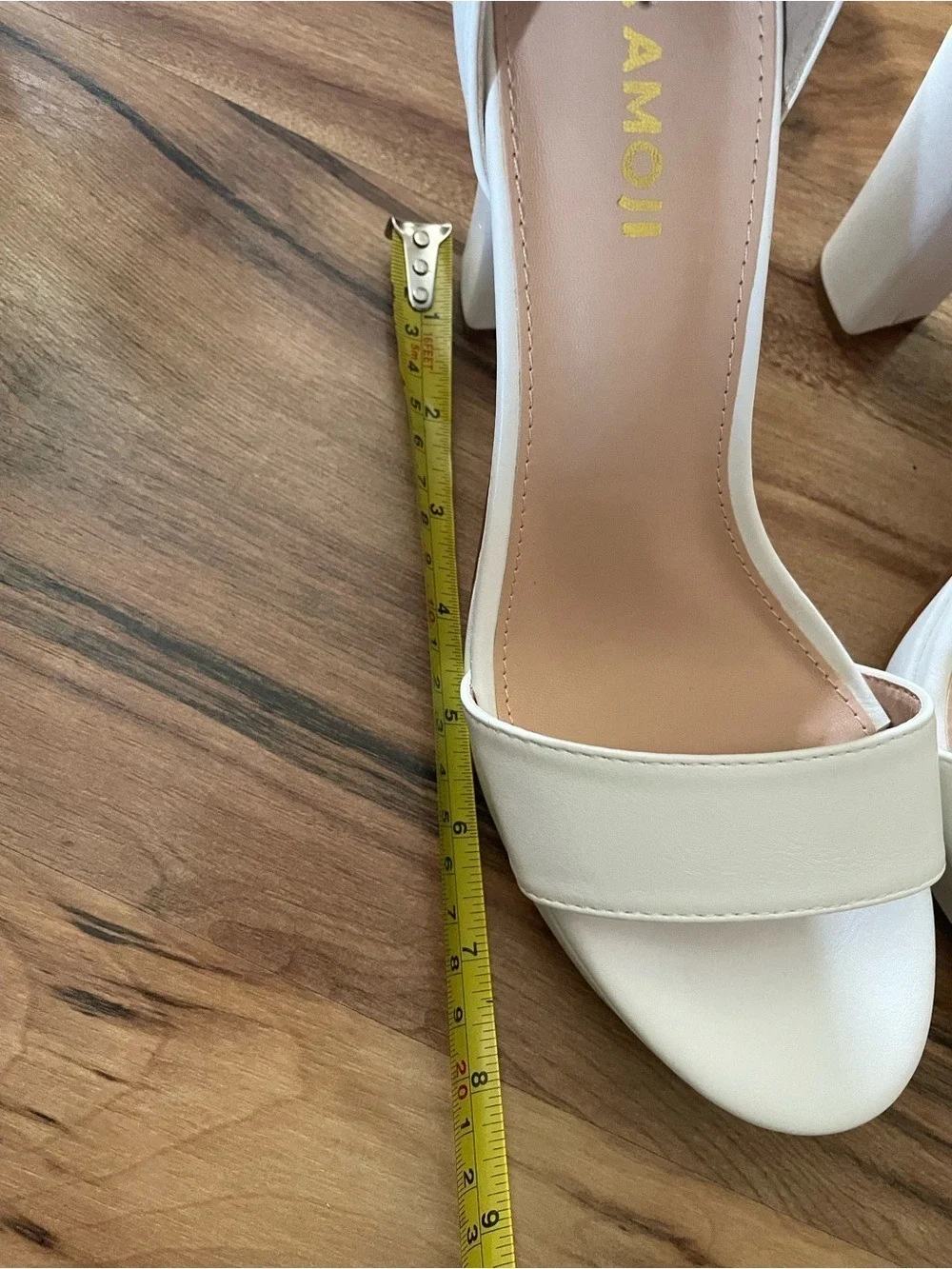 White Block Heel Ankle-Strap Sandals